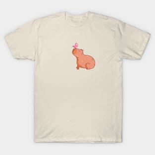 Capybara with pink bird T-Shirt